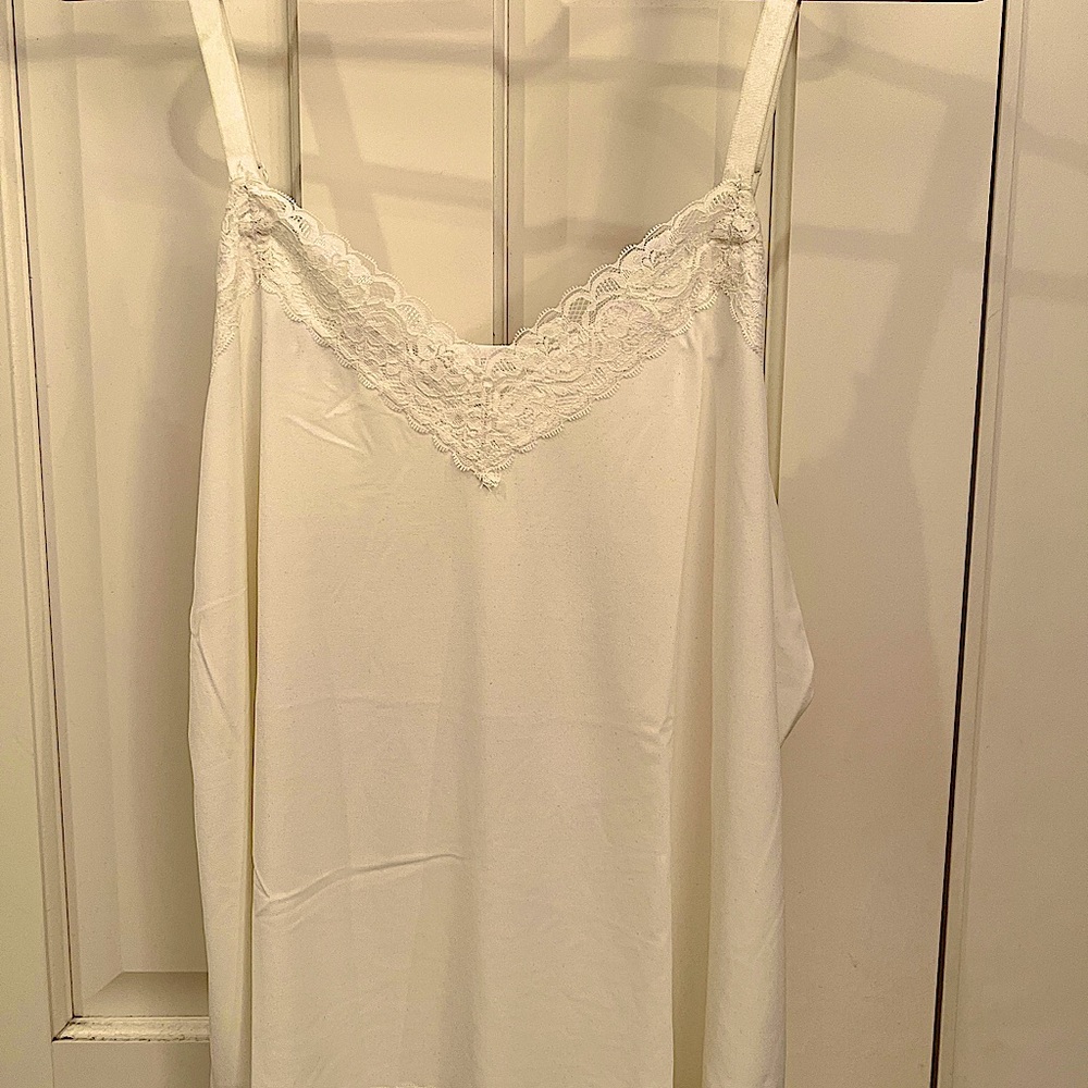 Susan Graver New-XL-Essentials Liquid Knit Lace Trimmed Camisole Ivory